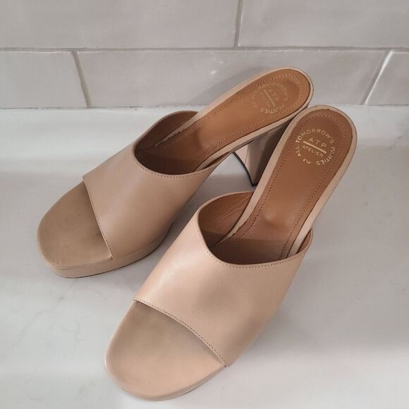 ATP Atelier Lumezzane Anthropologie Leather Slide On Block Heel Sandals 40 | 9.5 - Picture 7 of 14